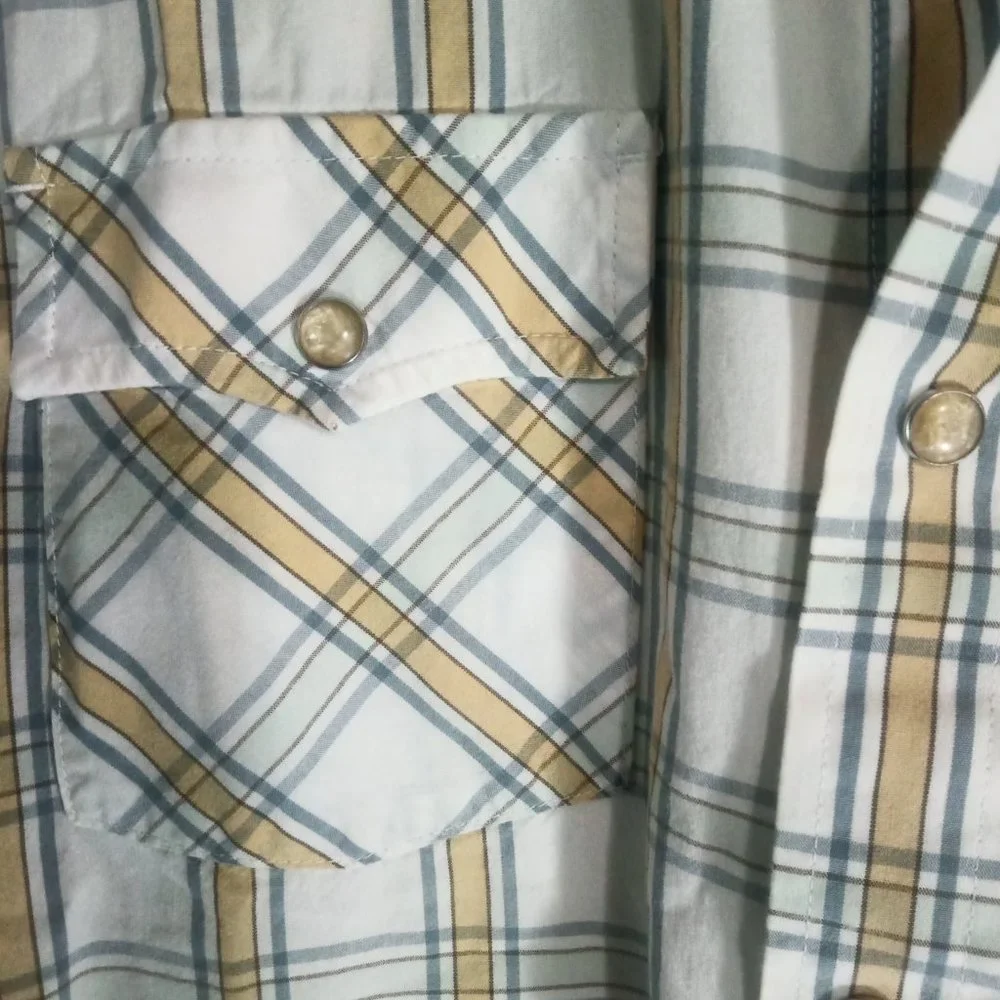 Hollister Shirt Snap Up Men's Size L Snap To Pointed Collar Plaid Western - Picture 4 of 5